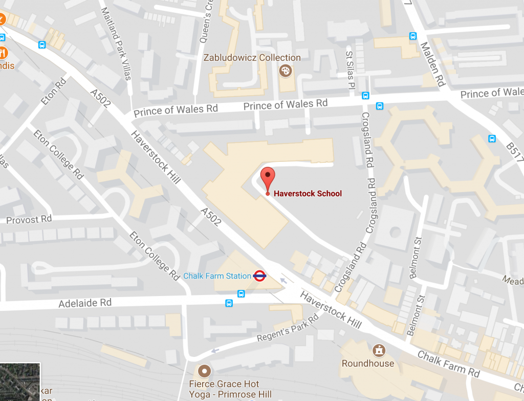 google map view of haverstock school